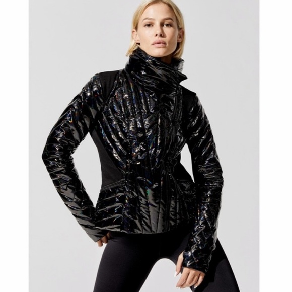 blanc noir Jackets & Blazers - Blanc Noir NWT Holographic Black Puffer jacket S